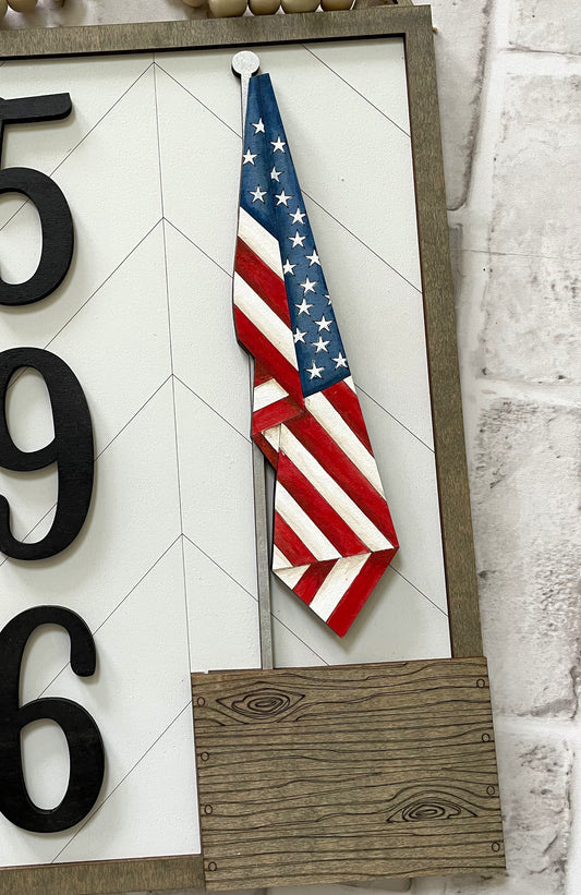 American Flag Address Plaque Add-On