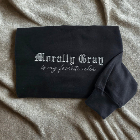 Morally Gray Embroidered Crewneck