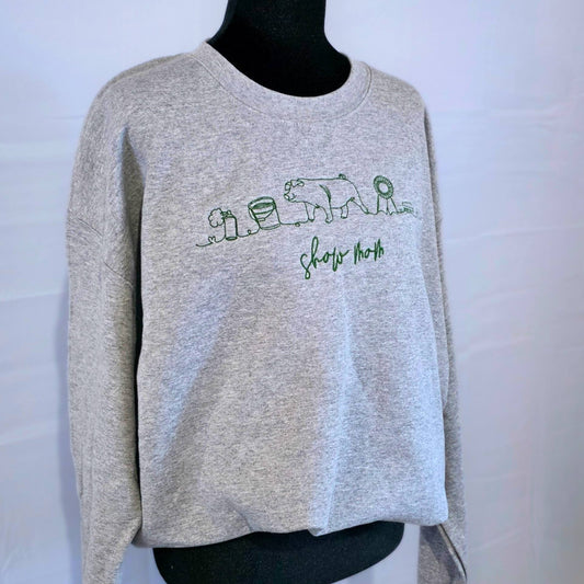 Pig Show Mom Embroidered Crewneck Sweatshirt