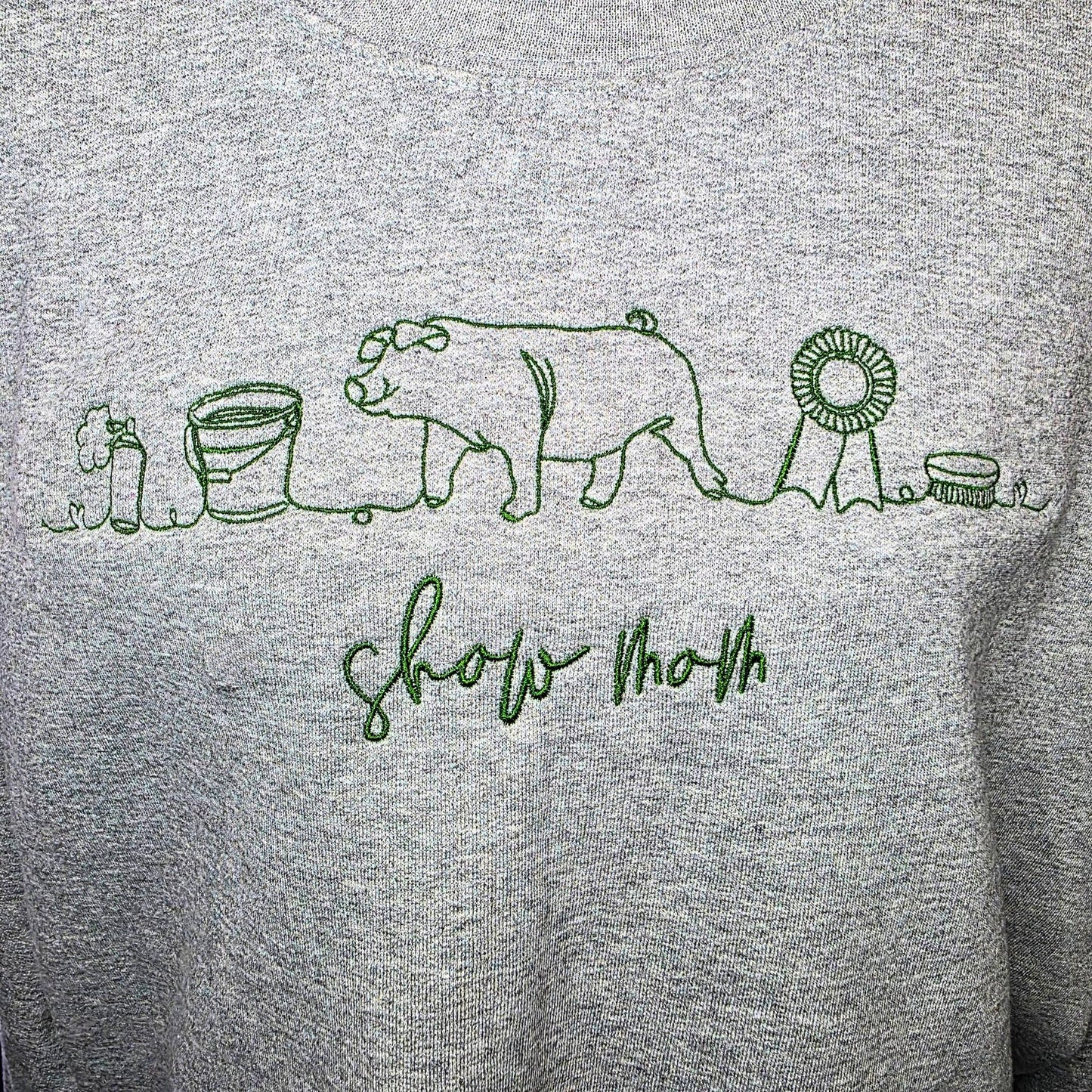 Pig Show Mom Embroidered Crewneck Sweatshirt