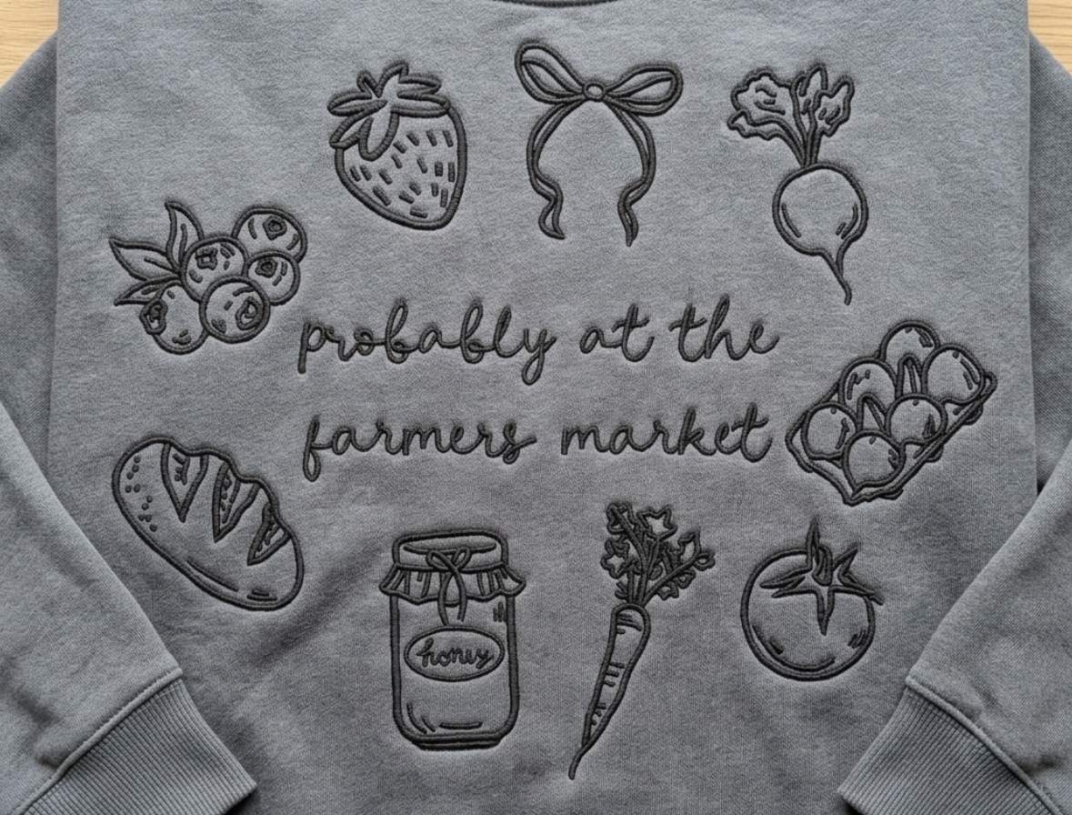Probably At The Farmers Market Embroidered Crewneck