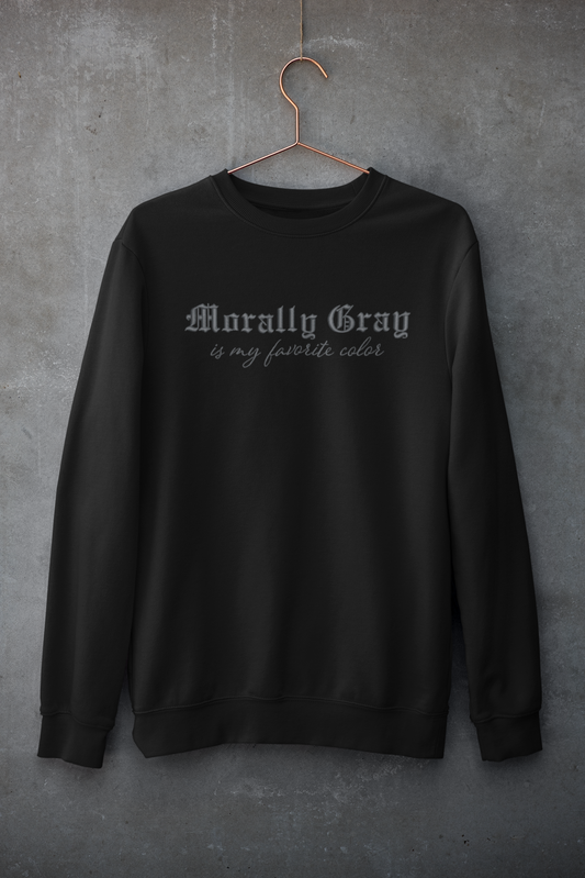 Morally Gray Embroidered Crewneck